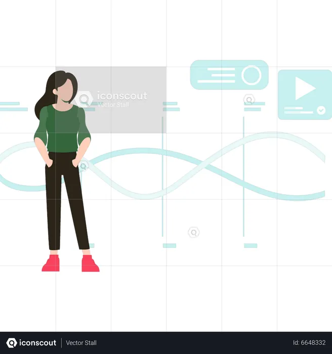 Girl looking at business analytics  Illustration