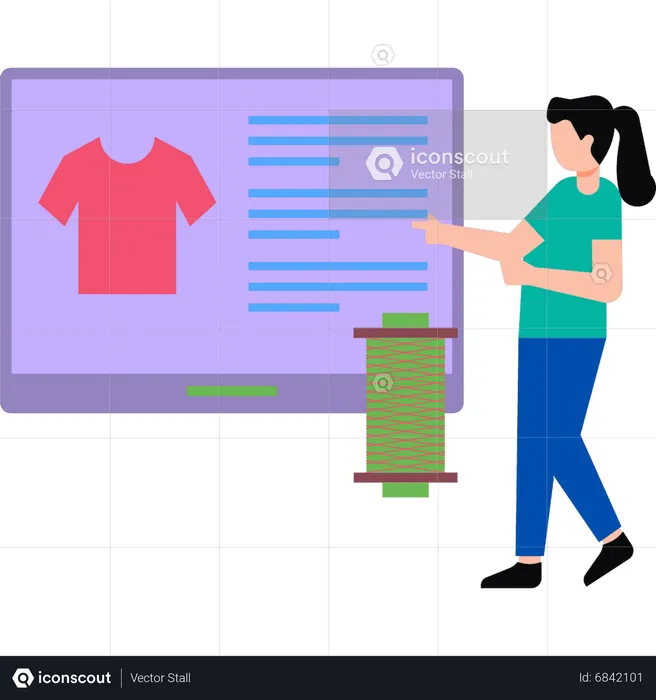 Girl looking at clothes design  Illustration