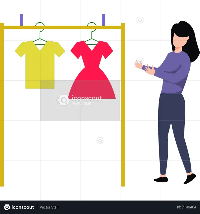 Girl looking at clothes  Illustration