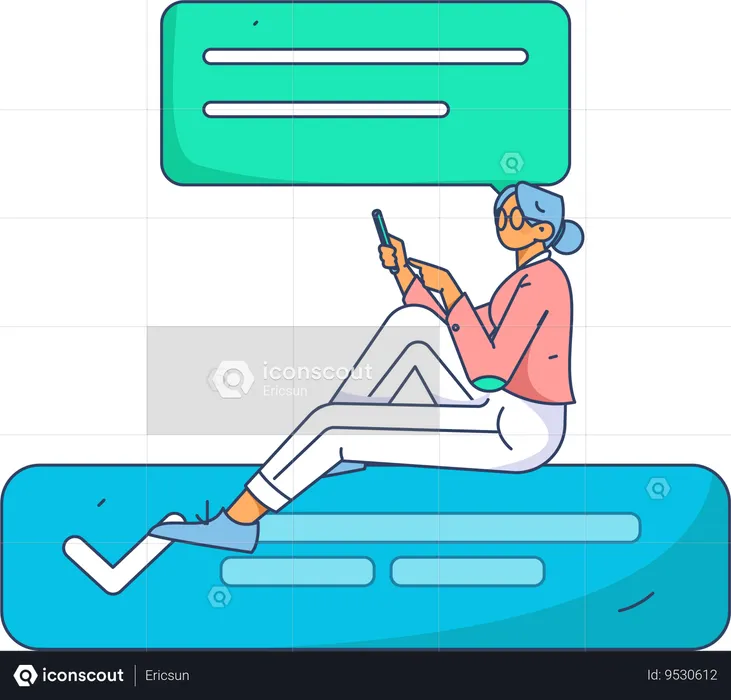 Girl looking at customer feedback  Illustration