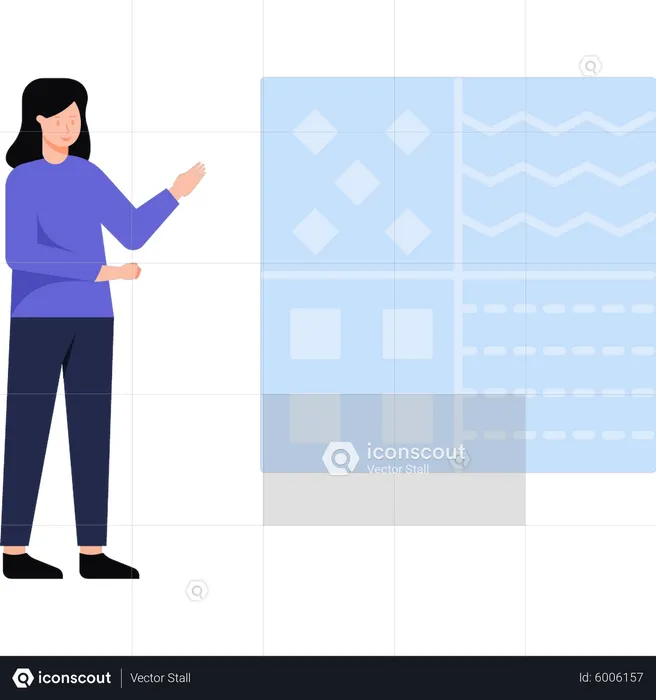 Girl looking at different cloth designs  Illustration