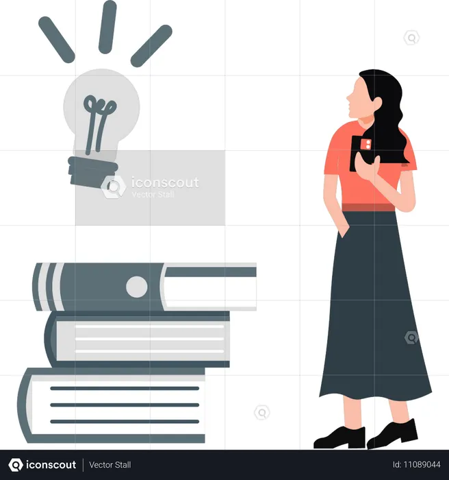 Girl looking at educational idea  Illustration