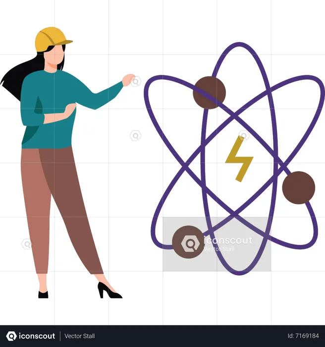 Girl looking at energy science  Illustration