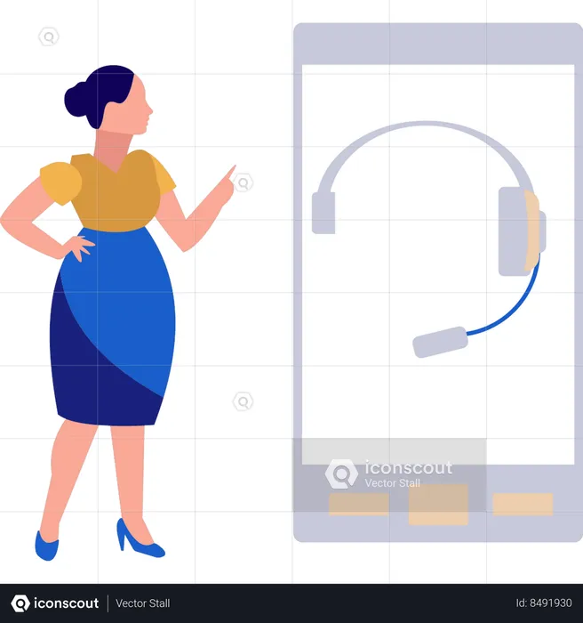 Girl looking at headphones  Illustration