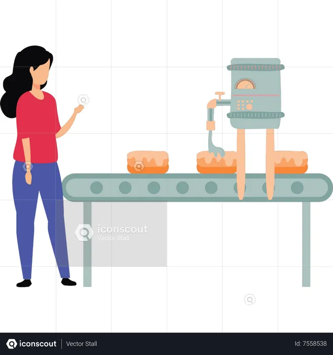 Girl looking at product packaging  Illustration