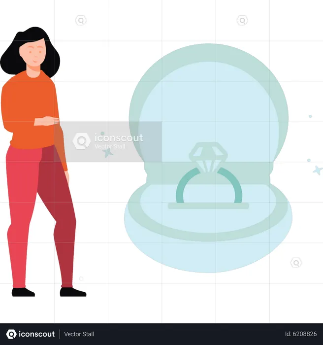 Girl looking at ring  Illustration