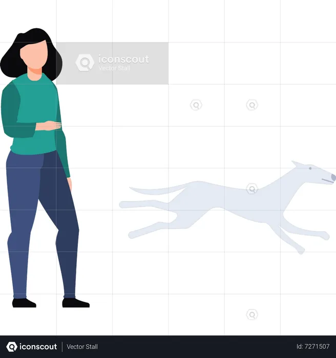 Girl looking at running horse  Illustration