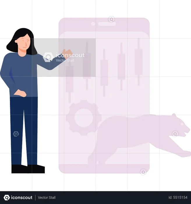 Girl looking at stock management  Illustration