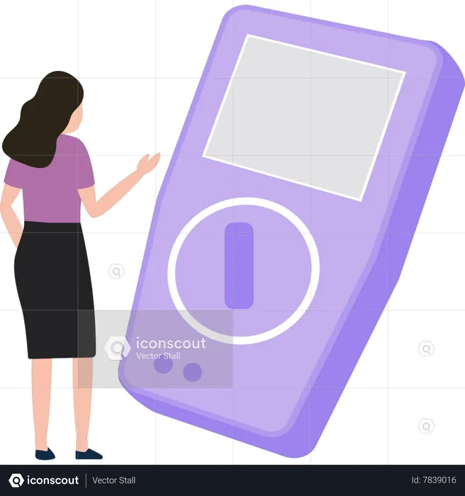 Girl  looking at switch control  Illustration