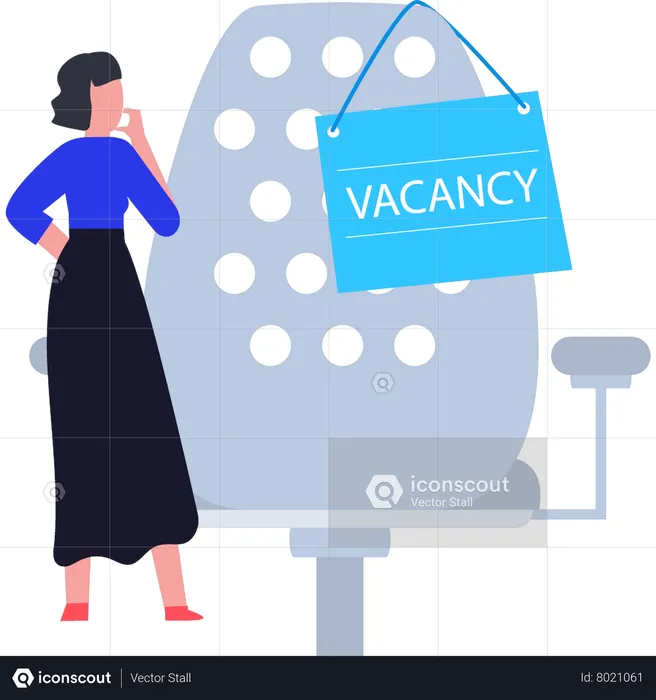Girl looking at vacancy board  Illustration