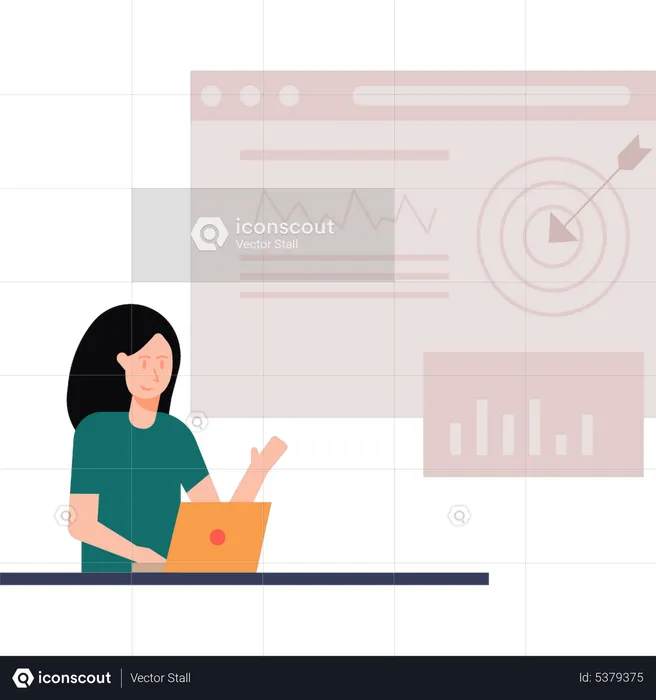 Girl looking at webpage target  Illustration