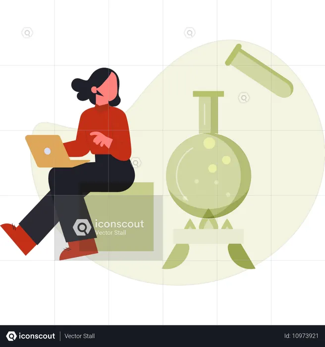 Girl looking chemical reaction  Illustration