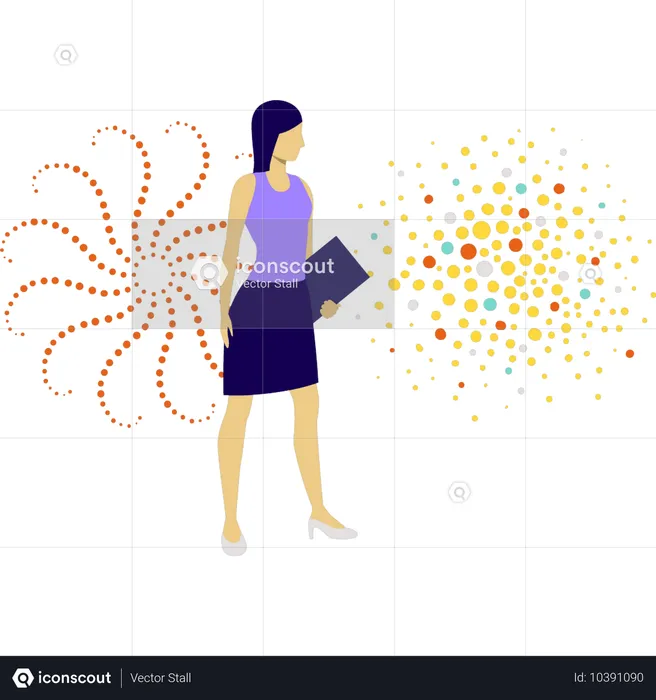 Girl looking fireworks  Illustration