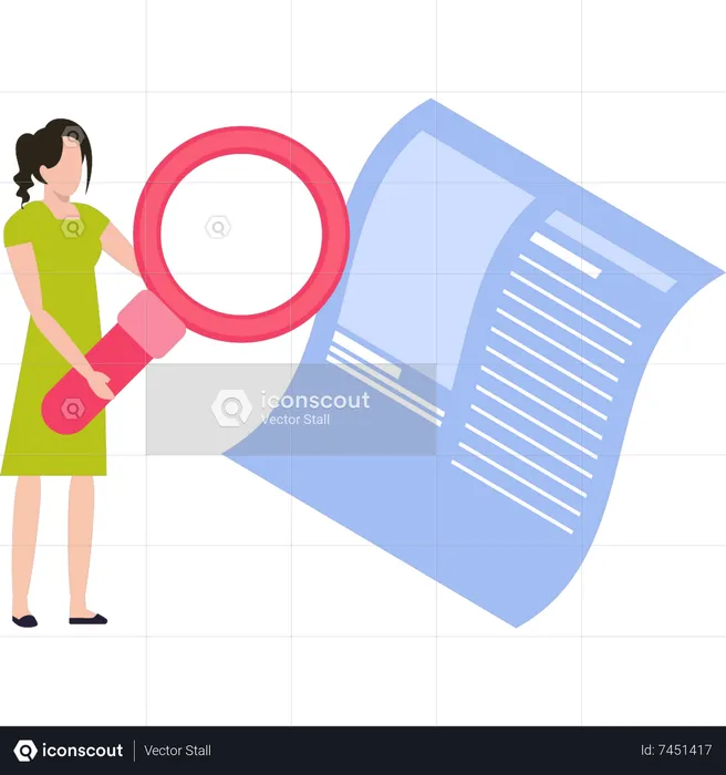 Girl looking for file  Illustration
