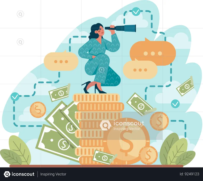 Girl looking for financial vision  Illustration