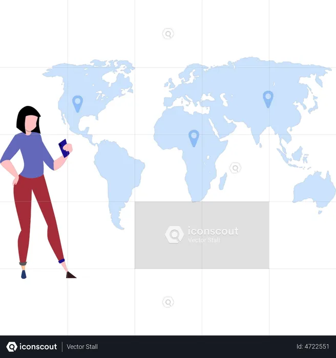 Girl looking for place to vacation  Illustration
