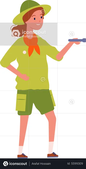 Girl looking in scouts uniform  Illustration
