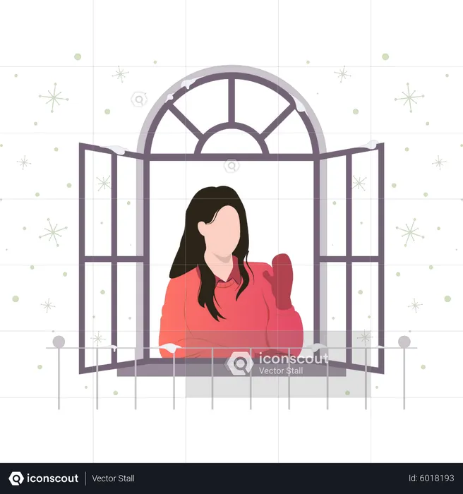 Girl looking out the window  Illustration