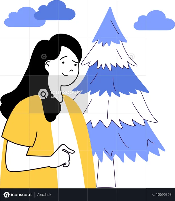 Girl looking plam tree  Illustration