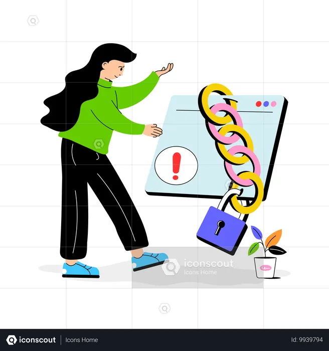 Girl looking Website Locked  Illustration