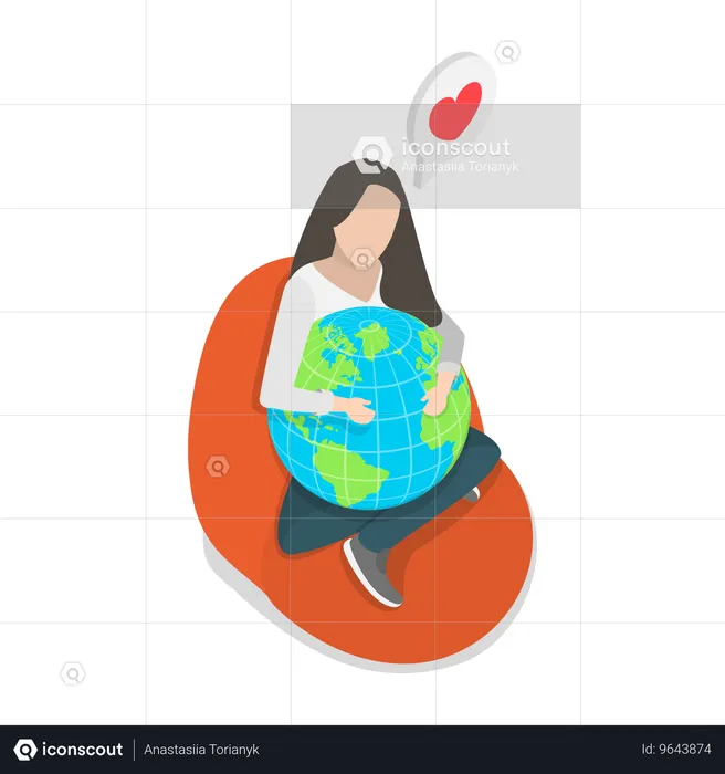 地球を愛する少女、持続可能なライフスタイル  イラスト