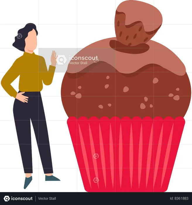 Girl loves chocolate cupcake  Illustration