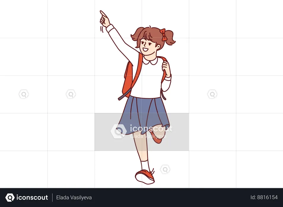 Girl loves to go school  Illustration