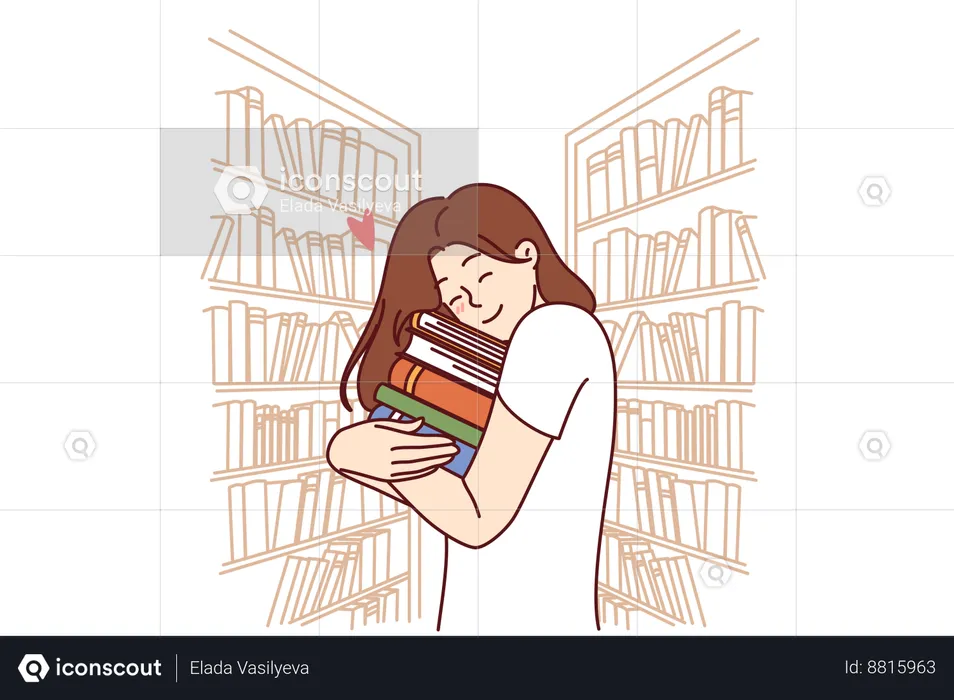 Girl loves to read books  Illustration