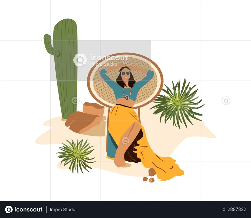 Girl lying on chair  Illustration