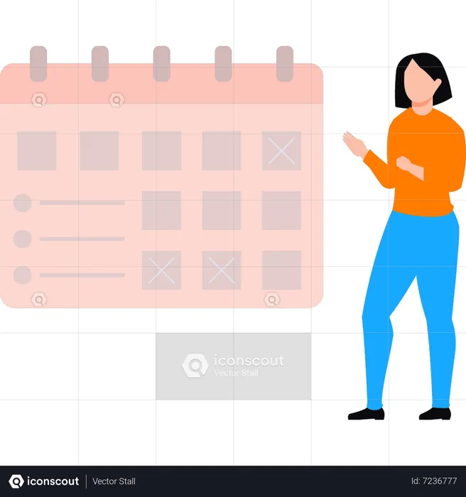 Girl making appointments on calendar  Illustration