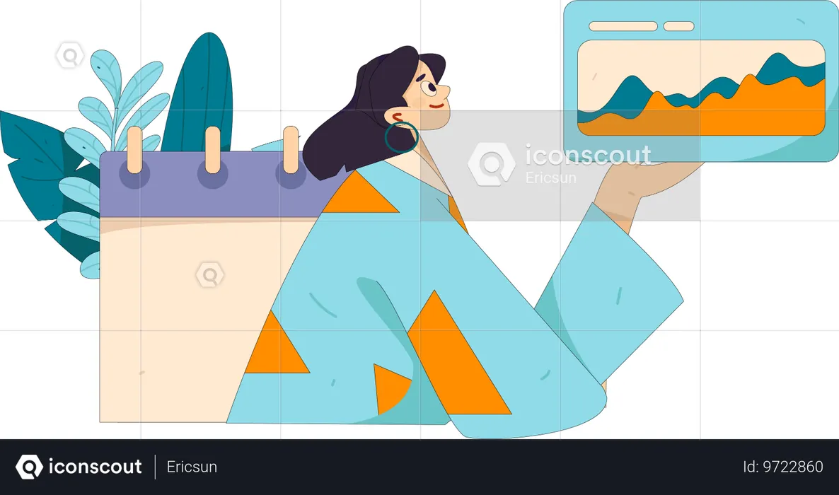 Girl making business schedule  Illustration