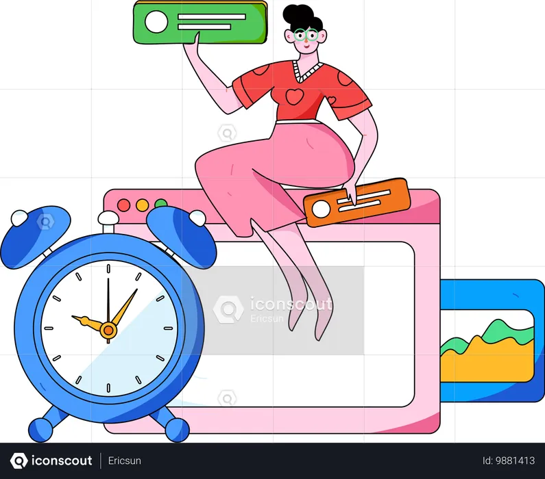 Girl making business task  Illustration