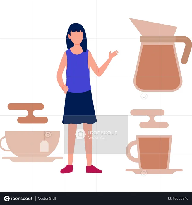 Girl making caffeine drinks  Illustration