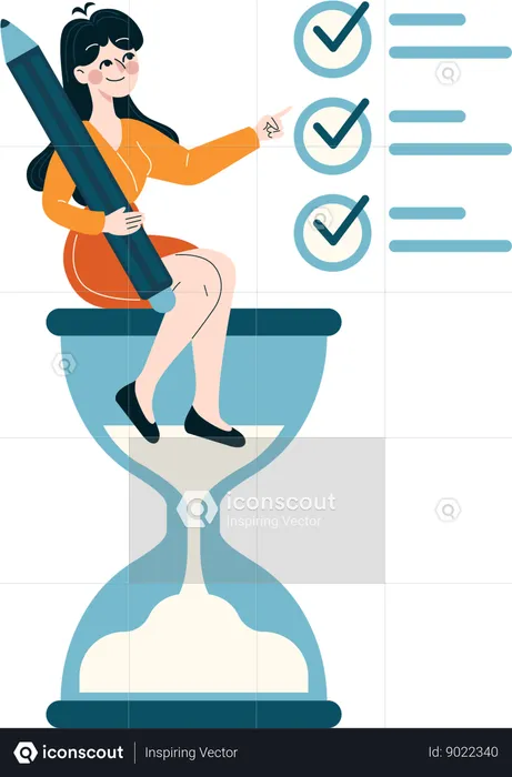 Girl making checklist  Illustration