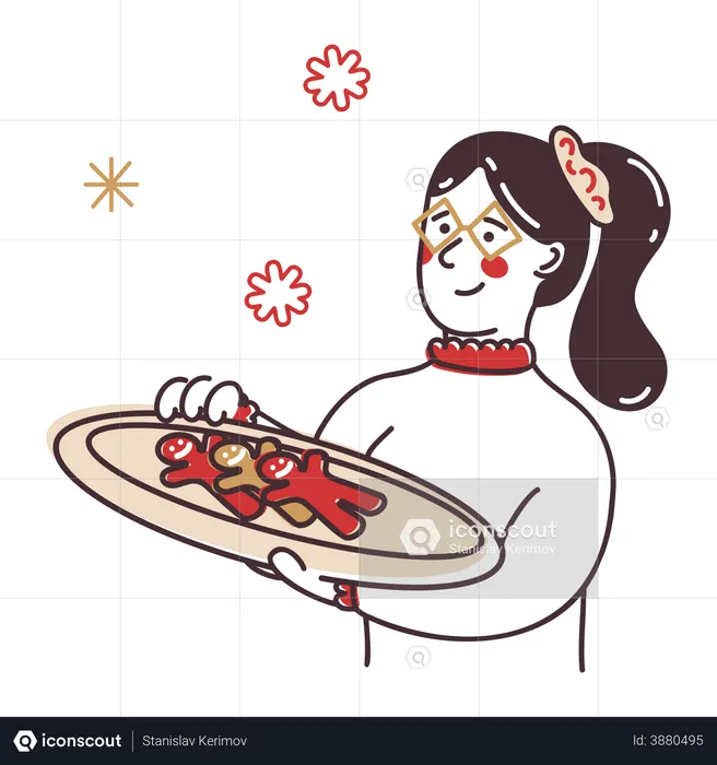 Girl making Christmas cookies  Illustration