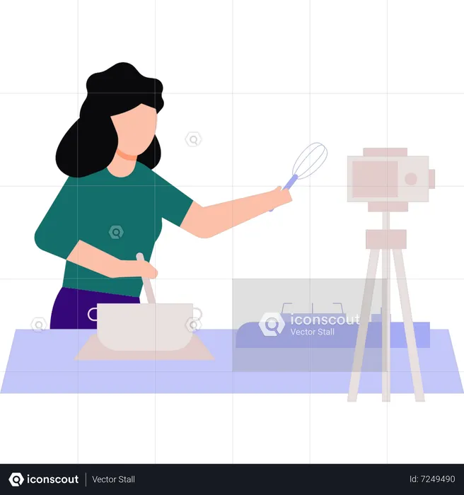 Girl making cooking blogging  Illustration