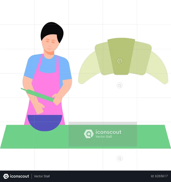 Girl making croissants  Illustration