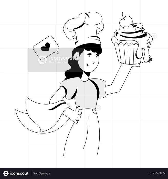 Girl Making Cupcake  Illustration