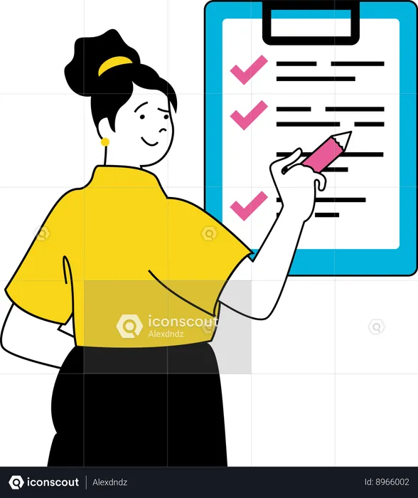 Girl making delivery list  Illustration