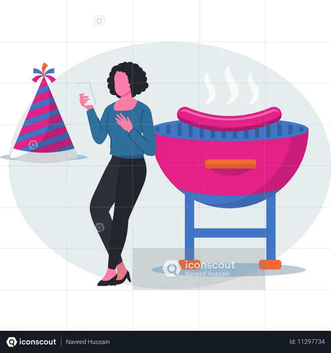 Girl making food  Illustration