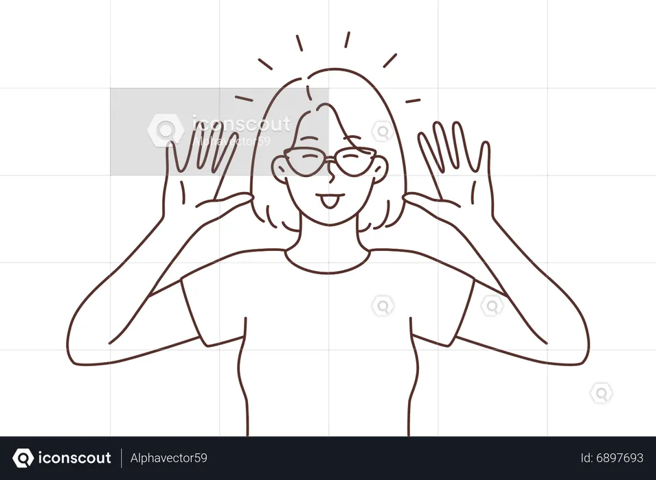 Girl making funny face  Illustration