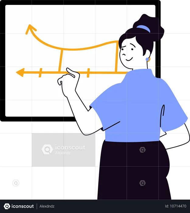 Girl making graph diagram  Illustration