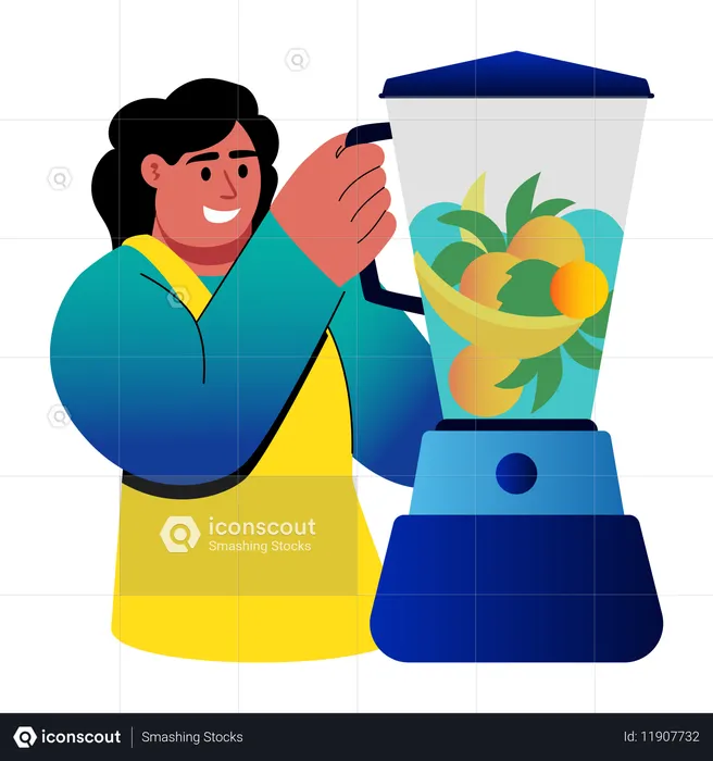 Girl making healthy smoothie  Illustration