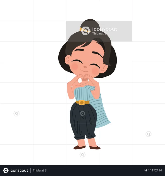 Girl making heart gesture  Illustration