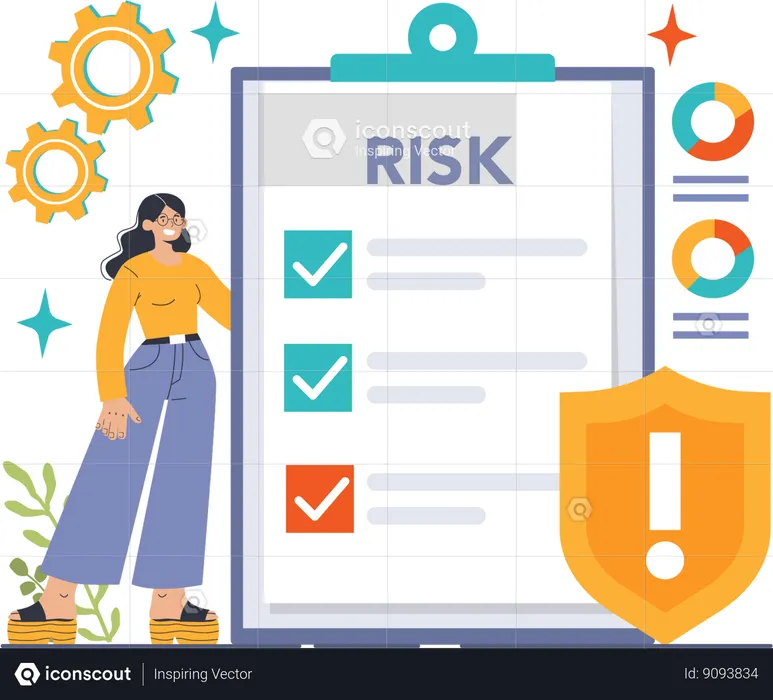 Girl making risk planing list  Illustration