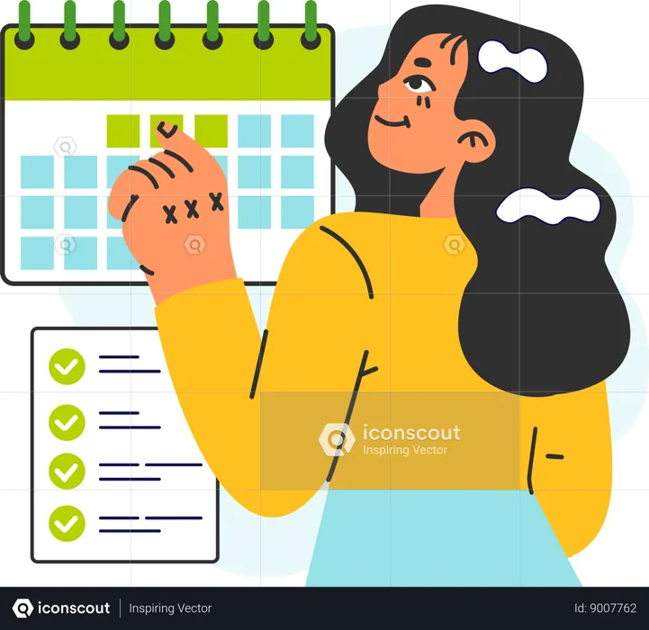 Girl making schedule plan  Illustration