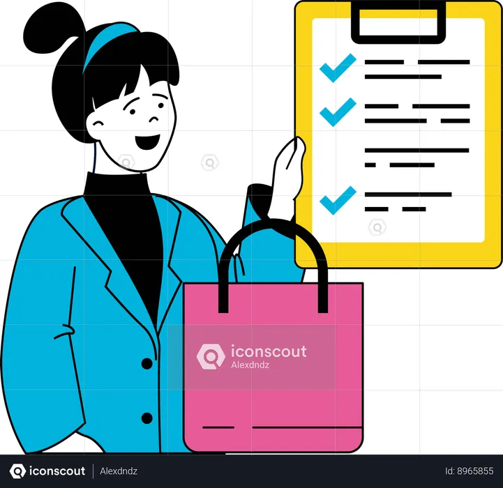 Girl making shopping list  Illustration