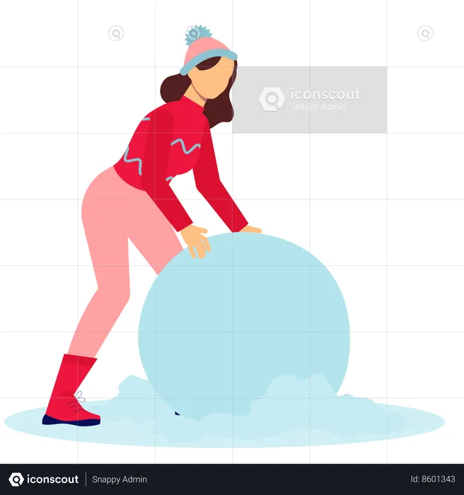 Girl making snowman  Illustration