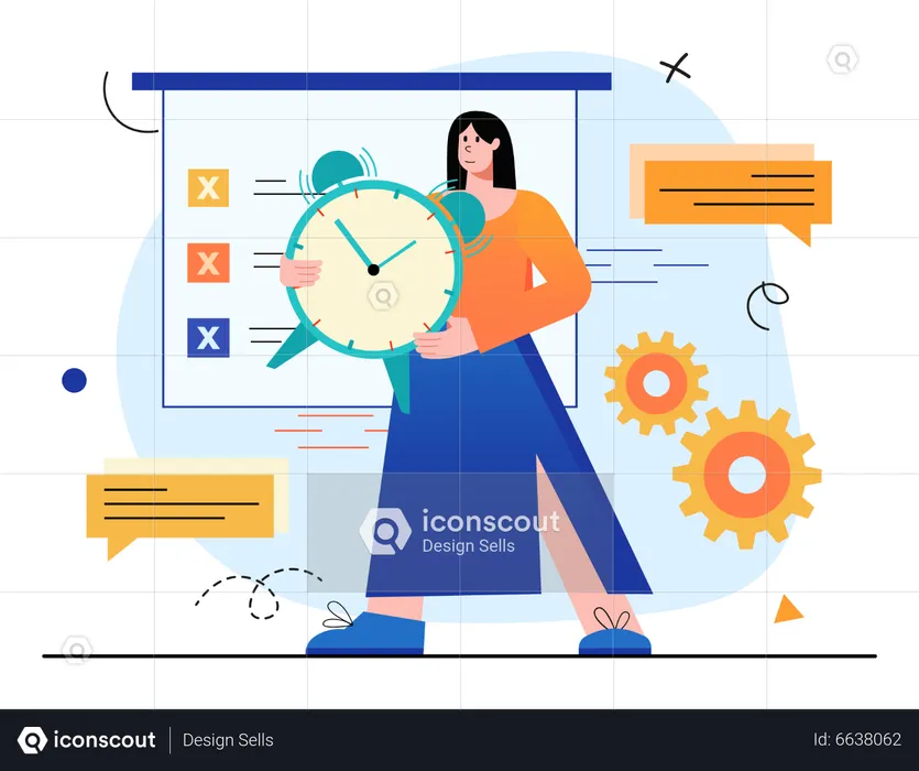 Girl making task schedule  Illustration