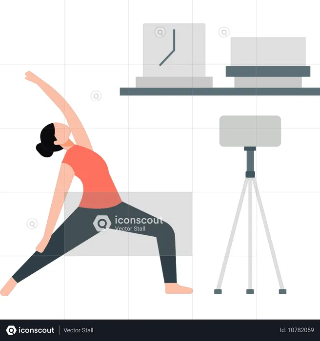 Girl making video while exercising  Illustration